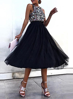 WMNS Cold Shoulder Top Tulle Skirt Cocktail Dress